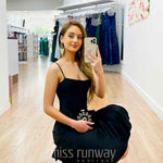 Sandrine Satin Midi Dress - Black