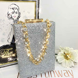 Sandy Glitter Box Clutch Silver