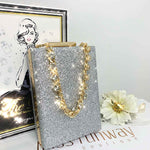 Sandy Glitter Box Clutch Silver