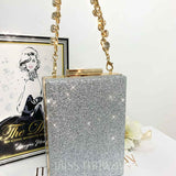 Sandy Glitter Box Clutch Silver