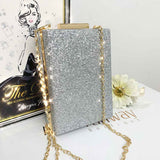 Sandy Glitter Box Clutch Silver
