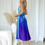 Serenity Satin Maxi Dress - Blue Ombre