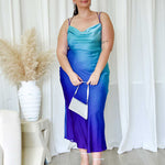Serenity Satin Maxi Dress - Blue Ombre