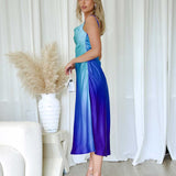 Serenity Satin Maxi Dress - Blue Ombre