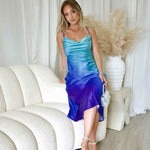 Serenity Satin Maxi Dress - Blue Ombre