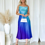 Serenity Satin Maxi Dress - Blue Ombre