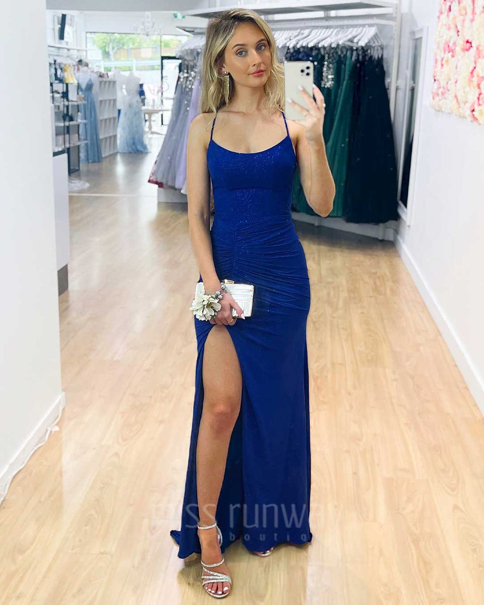 Shanghai Glitter Gown Cobalt | Miss Runway Boutique