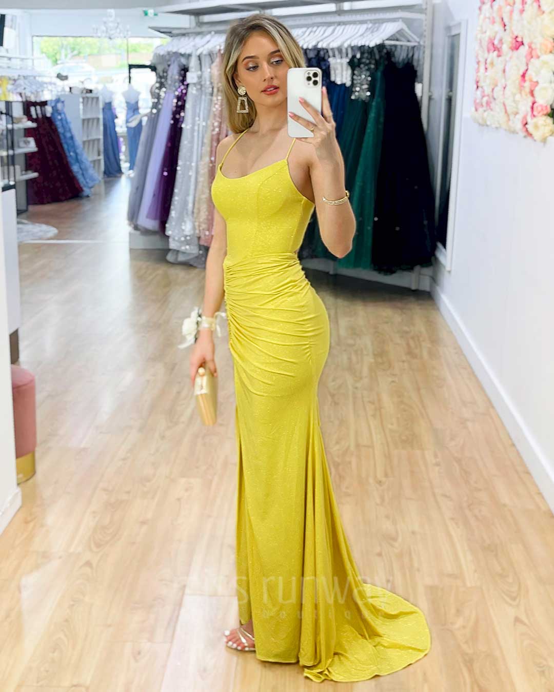 Shanghai Glitter Gown - Yellow
