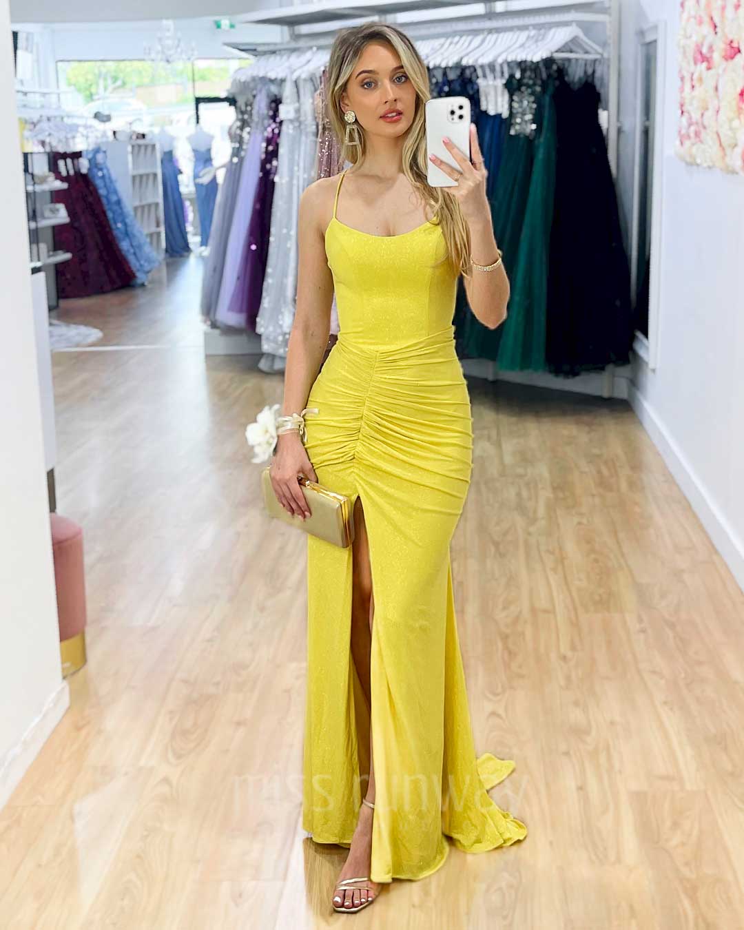 Shanghai Glitter Gown - Yellow
