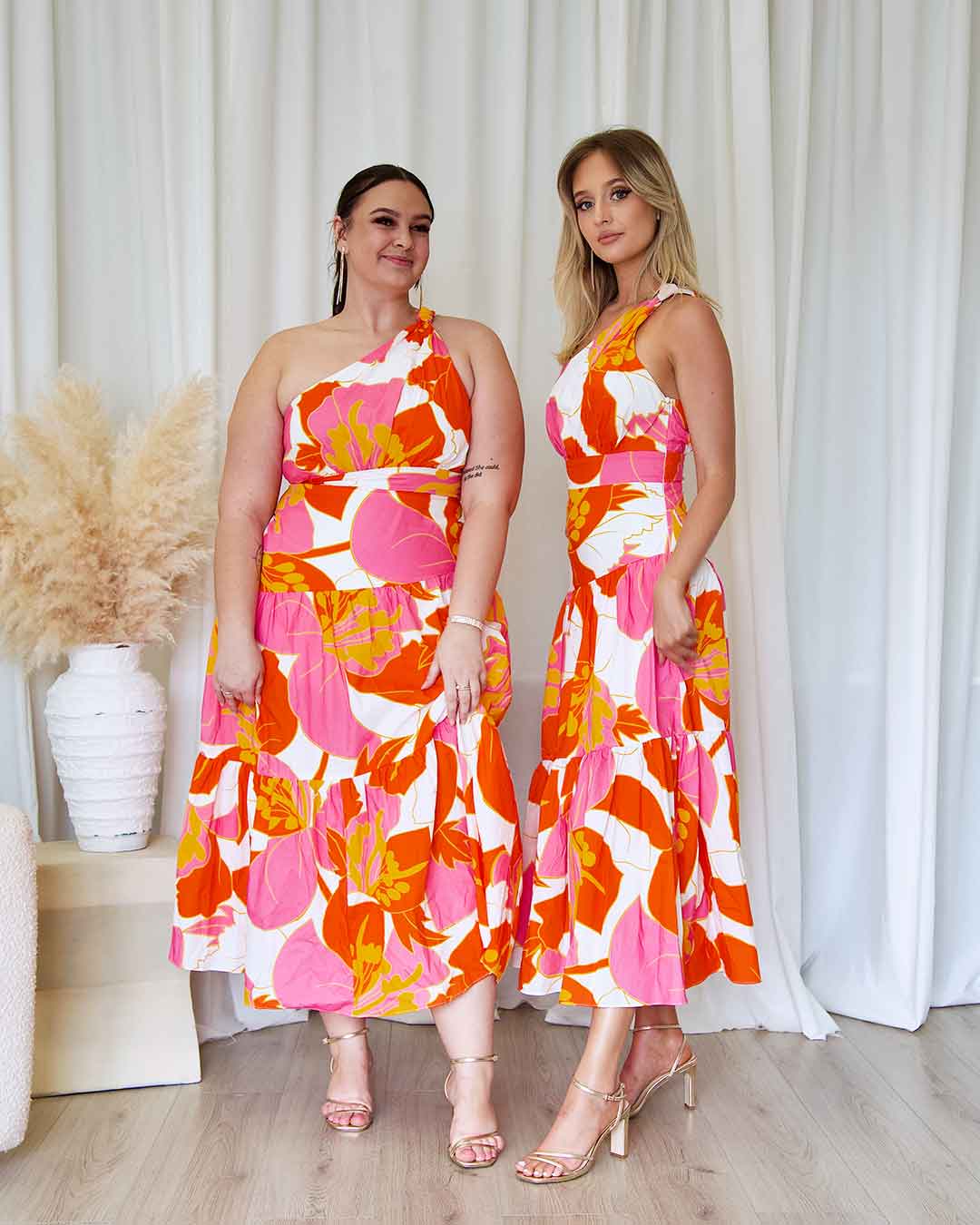 Siena Floral Maxi Dress Orange/Pink