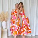 Siena Floral Maxi Dress - Orange/Pink