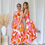 Siena Floral Maxi Dress - Orange/Pink