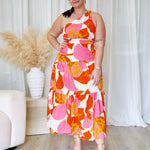 Siena Floral Maxi Dress - Orange/Pink