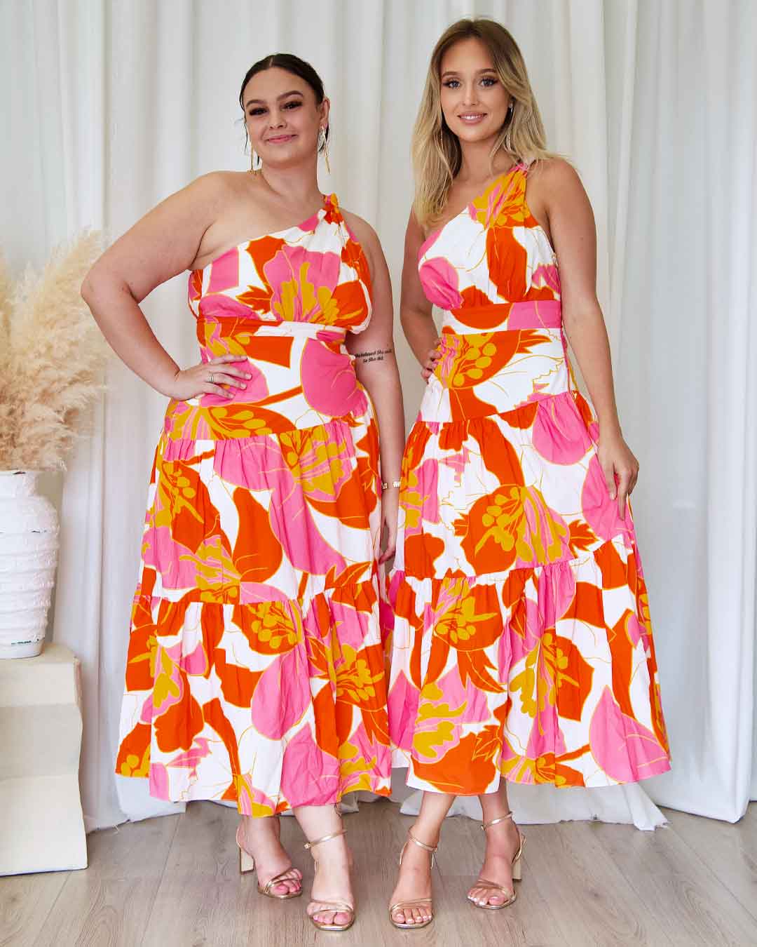 Siena Floral Maxi Dress Orange/Pink