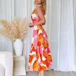 Siena Floral Maxi Dress - Orange/Pink