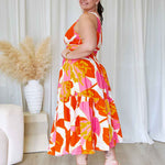 Siena Floral Maxi Dress - Orange/Pink