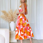 Siena Floral Maxi Dress - Orange/Pink