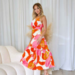 Siena Floral Maxi Dress - Orange/Pink