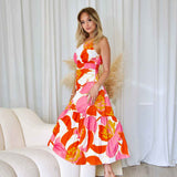 Siena Floral Maxi Dress - Orange/Pink