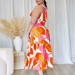 Siena Floral Maxi Dress - Orange/Pink