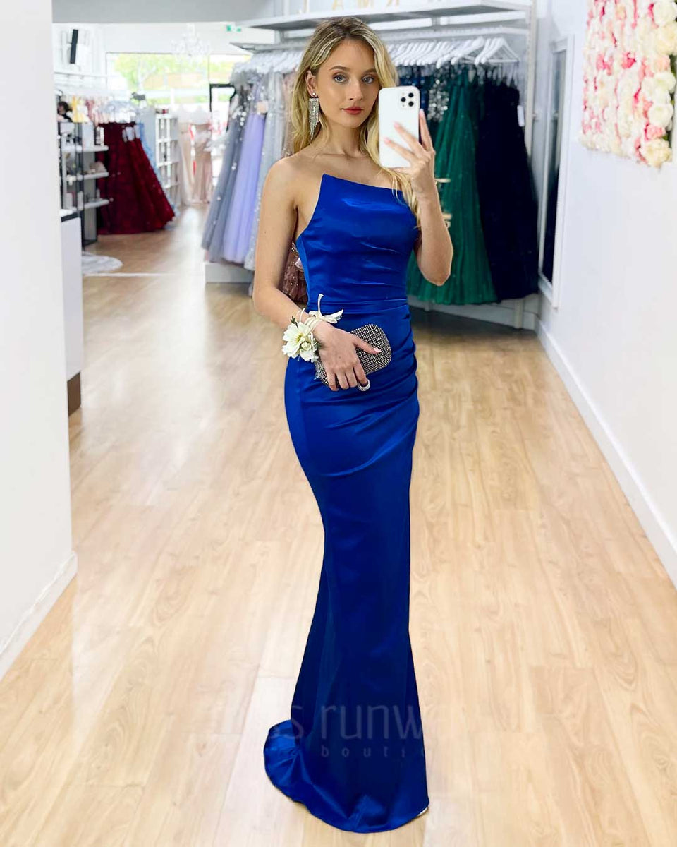 Taipei Satin Gown Cobalt Blue | Miss Runway Boutique