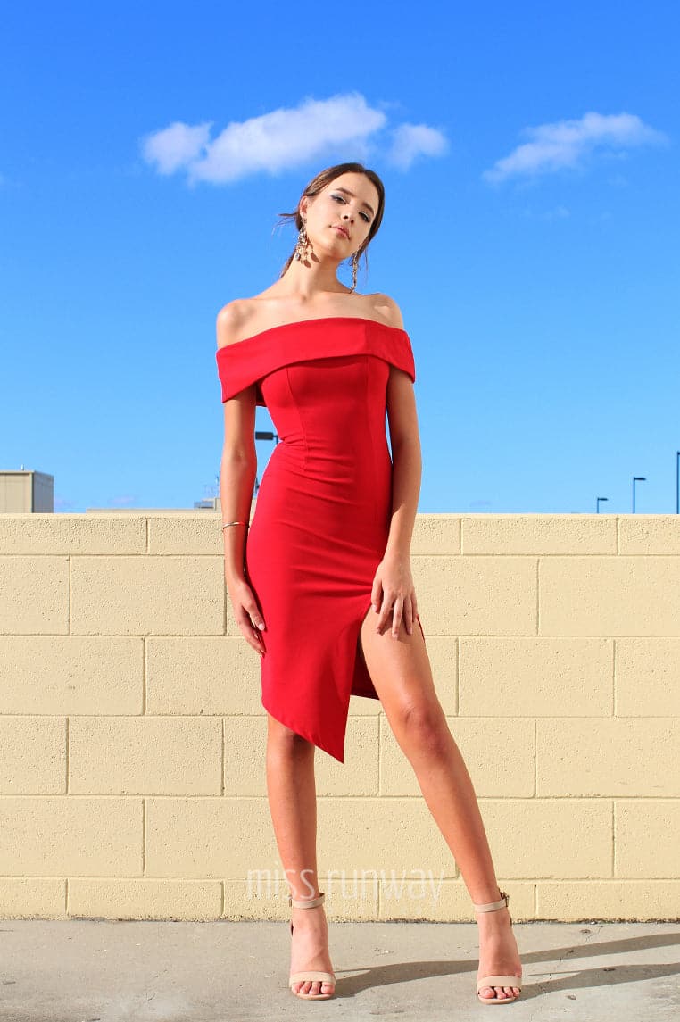 Tammy Midi Dress - Red - Miss Runway Boutique
