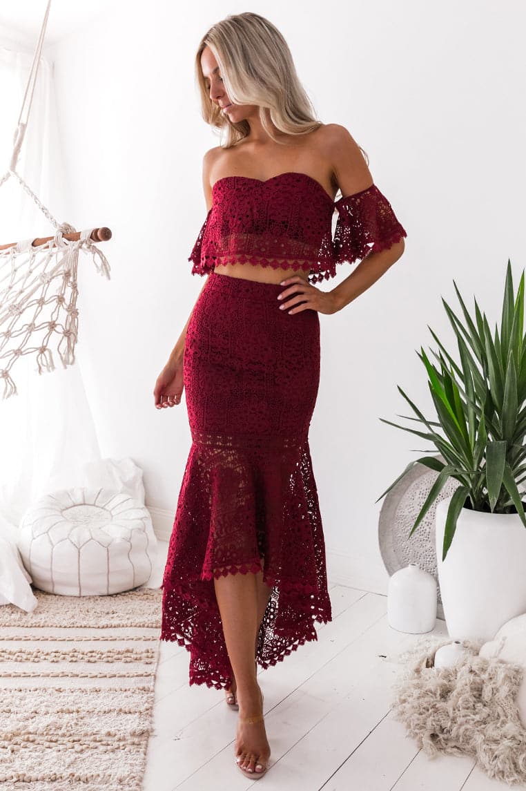 Celine Lace Set - Wine - Miss Runway Boutique