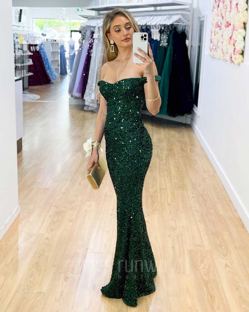 Valerie Sequin Gown - Emerald Green | Miss Runway Boutique