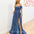 Victoria Glitter Gown - Steel Blue