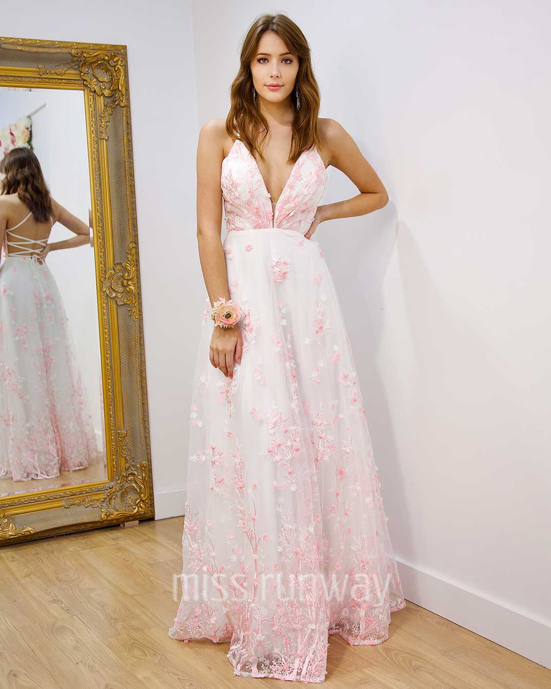 Vivien Floral Gown Light Pink