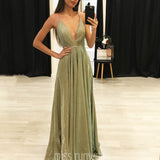 Vivien Glitter Gown - Sage