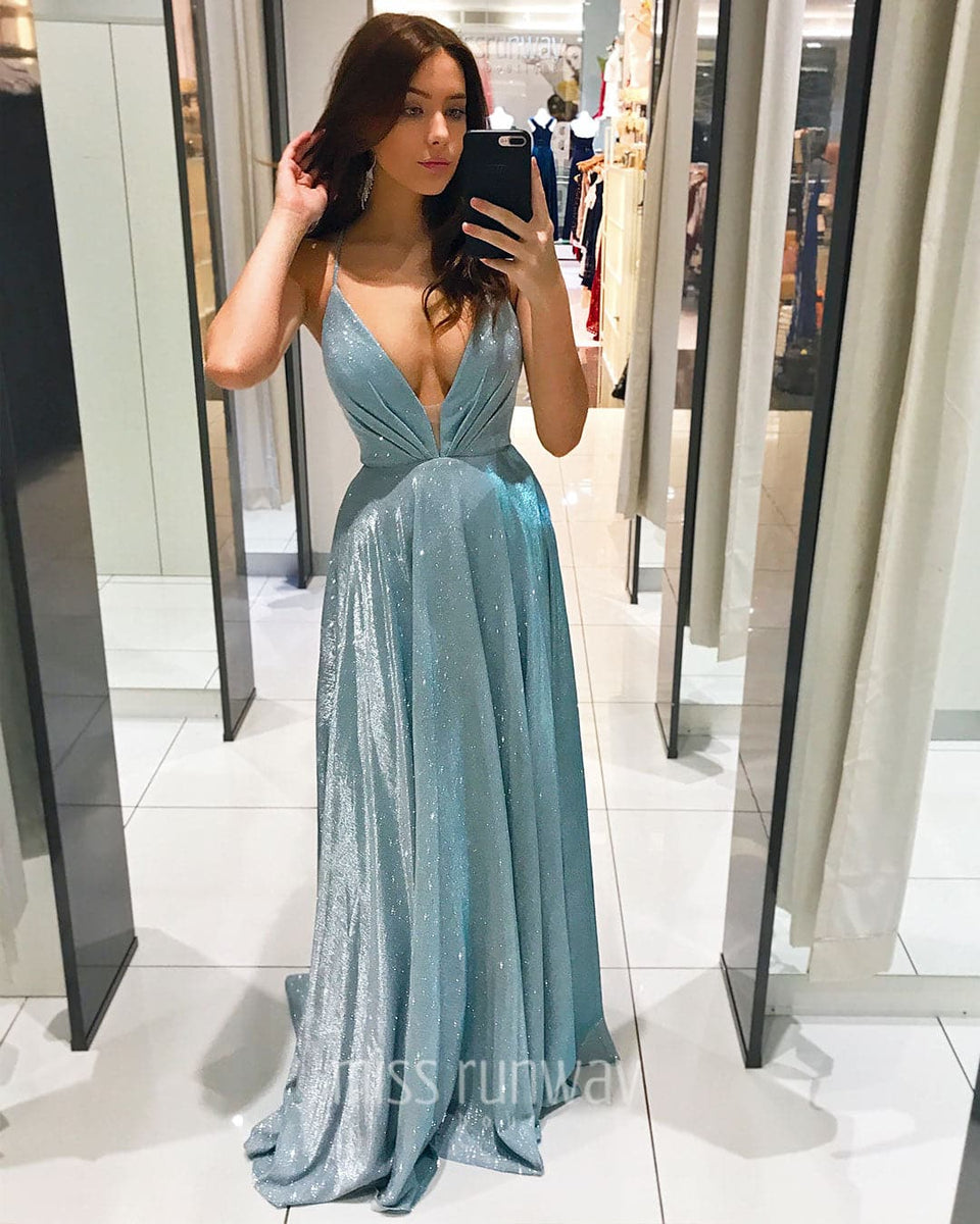 Vivien Glitter Gown - Light Blue Formal Dress