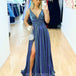 Ava Glitter Gown - Steel Blue