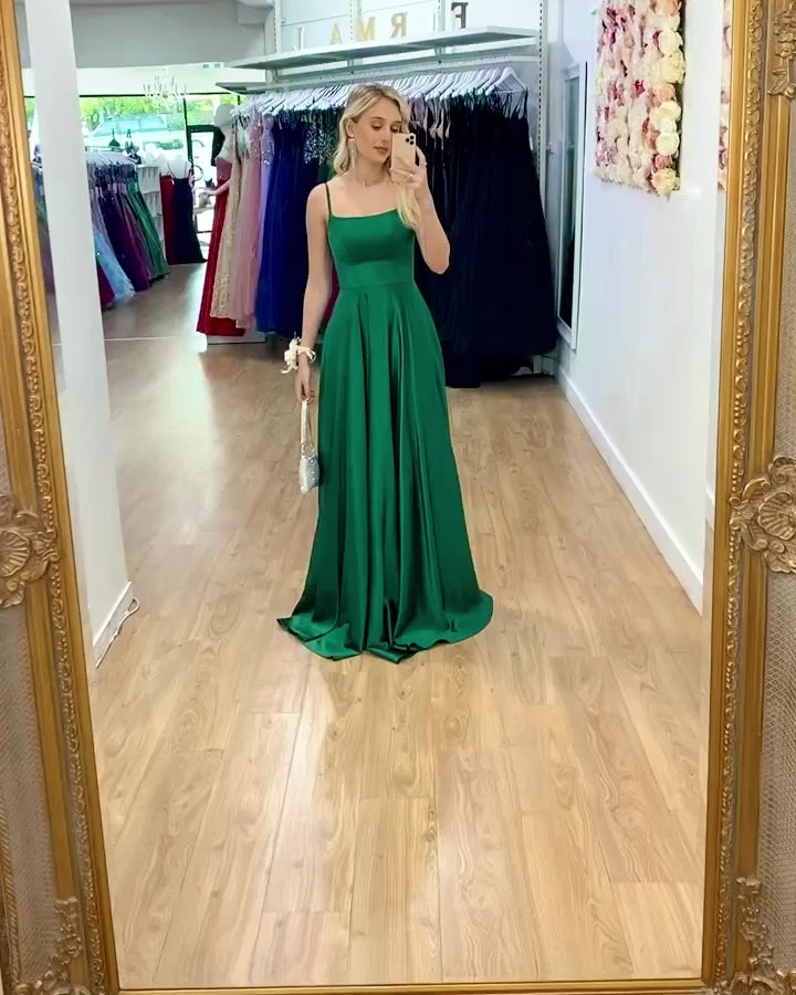 Zahara Satin Gown - Bottle Green