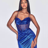Eugenie Satin Corset Gown - Royal