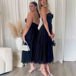 Carrie Glitter Midi Dress - Black