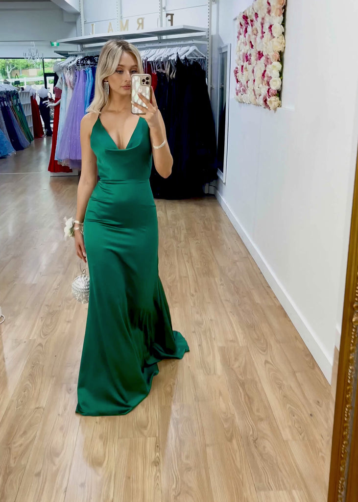 Maurie Satin Gown - Green