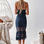 Estelle Lace Midi Dress - Steel Blue - Miss Runway Boutique