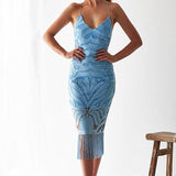 Khaleesi Lace Midi Dress - Baby Blue