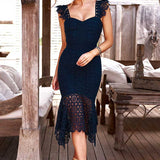 Giselle Lace Midi Dress - Navy