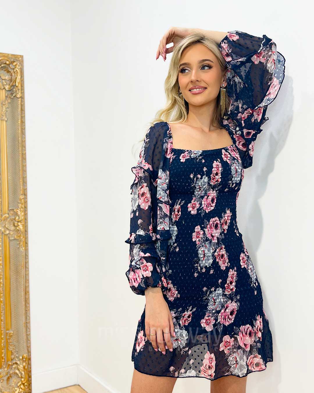 Gail Floral Dress - Navy Print