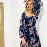 Gail Floral Dress - Navy Print