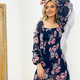 Gail Floral Dress - Navy Print