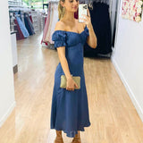 Masie Midi Dress - Steel Blue