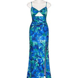 Cassie Maxi Dress - Green/Blue Print