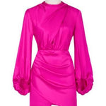 Estella Satin Mini Dress - Fuschia