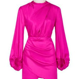 Estella Satin Mini Dress - Fuschia