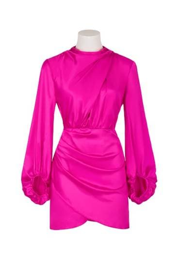 Estella Satin Mini Dress - Fuschia