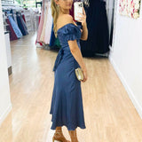 Masie Midi Dress - Steel Blue