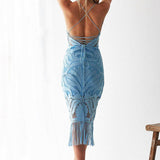 Khaleesi Lace Midi Dress - Baby Blue